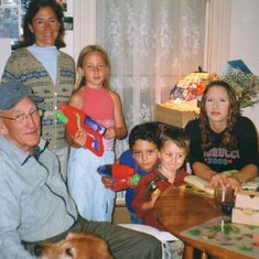 2001 Lou with 2 daughters and 3 grandchildren