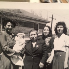 Lou as an infant with with Mother, Nettie, his Grandmother (Nettie's Mother), Aunt and cousin, Joanne.