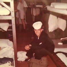 Dad/Lou in his Coast Guard bunkers. 1964