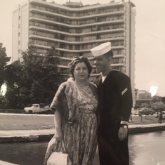 Coast Guard pic of Lou with his mother Nettie, in San Francisco. 1962/1963?