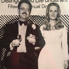 Dad/Lou and Mom/Eydie at business award ceremony where Dad/Lou is receiving an award for his outstanding work and sales. 1971 - Eydie/Mom was pregnant with Louie P!