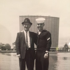 Dad/Lou as a young man in the Coast Guard   with his father, Louie Sr. San Francisco, CA. 1964?