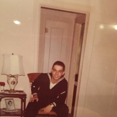 Dad/Lou as a young man pictured in his Coast Guard Uniform at his parent's house 4400 Wyandot, Denver Colorado.