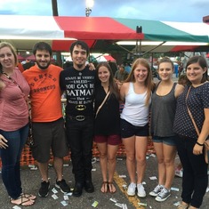 St. Rocco's Feast August, 2015 - Lou's 4 Grandchildren Pictured (Left to Right): Leslie Finch (Tony's Wife), Tony Finch (23), Chris Fanning (21) (Anna's Fiance/Husband), Ann Finch-Fanning (20), Friend of Christina (white shirt), Christina (15), Alyssa (22