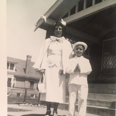 Dad/Lou's First communion. Pictured with his Mother, Nettie. First Communion at St. Catherine of Sienna Catholic Church.