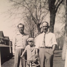 Dad/Lou as a little boy on his bike with his Father, Louie V. Mortellaro & his Uncle Roxie DeNuzzi (Nettie's, Lou's Mother's younger Brother).