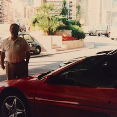 Dad/Lou in Monaco 1997. He was standing next to a very expensive car as it was a car show out there and he loved every minute!