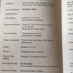 Lou's/Dad's Funeral Program. Lou's Funeral Mass was on 3/18/16 at St. Jude's Church in Lakewood, Colorado.