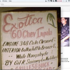 Lou's infamous show car, "The Exotica". Lou built and showed his 60' Chevy Impala during his high school years.