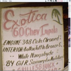 Lou's infamous show car, "The Exotica". Lou built and showed his 60' Chevy Impala during his high school years.
