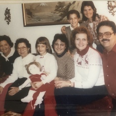 Christmas 82' at Grandma Baiamonte's apartment - (R to L: Howard Herman, Rose Baiamonte, Nettie Mortellaro, Gina, Lori, Eydie, Lou; Back: Louie Jr. and 1st Cousin Michelle (McGinn) Watson.