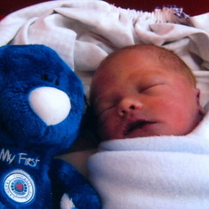 Louie with blue ted