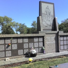 Dad's niche in monument at Maple Hill Cemetary