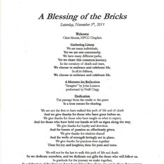 Blessing of Memorial Bricks located at Beacon Place where dad passed away peacefully on 8-9-2011.