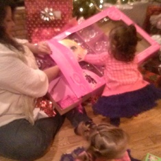 Christmas 2013. This is Juju tearing through her present. Born Dec. 2012.