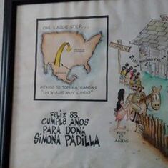 Tish Alcala shared a drawing of a map in memory of  grandma Simona Padilla's 83rd birthday.