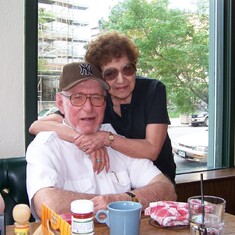 Lovebirds: Lou and Paulette at Rocky Mountain Cafe in Downtown Denver.  2006