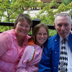 Vicki Joy, SaraBeth (9 yrs old) and Grandpop in Denver, 2006.