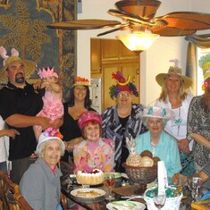 Louise & Donna with their Easter bonnets  - always entertaining to be around. Easter 2009 at niece Carol Ewald's.