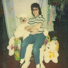 My Mom and I when I was dressed as the Easter Bunny at the Old Walmart