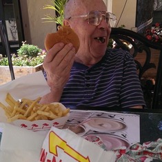 Lucian and his favorite meal...cheeseburger!