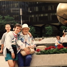 Aunt Lu, Margee and Joel Thornton outside the World Trade Center in 1993