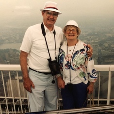 Lu and Bill on top of the World Trade Center in 1993 while touring NYC with Margee and family