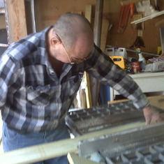 Daddy working on Rhonda's cabinet