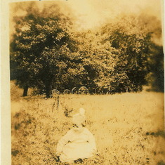 Luvenia Maude Thoburn on the farm, about 1 year old