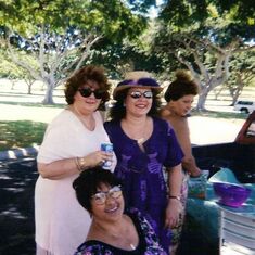 Aunty Lei sitting down .. I'm in purple behind me is Lydia and Debbie Dennison next to me.