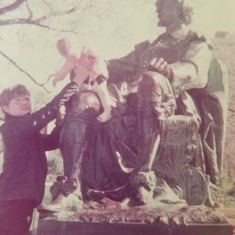 Dad and Mary at the William Shakespeare statue in Chicago's Lincoln Park