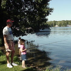 Grandpa, Jeremy & Emily fishing, 2004