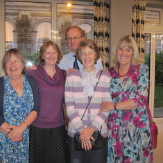 Tilly's surviving stepchildren, right to left: Miranda, Jeremy, Cherry plus Sarah, Jeremy's wife.  Nov 2012 at the Birthday Celebration of Tilly's beloved Sister in Law, Jill Burfield