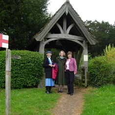 St George's, Crowhurst 2005. Jill, Machteld and Kathy. One day Tilly's ashes will be united with Denys