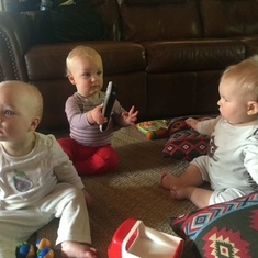 Penny, Boone and Macklen, with Boone sharing the remote with Macklen. Bozeman, September 2016