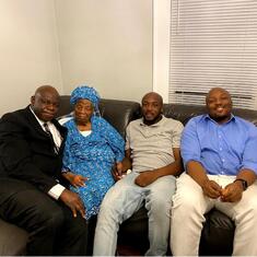 Mummy with Bro. Kunle, Wole and Kinwumi just after a successful eye surgery in 2020. 