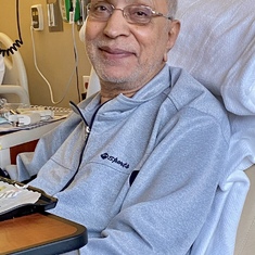 Dad looking positive and refreshed at the hospital in March of 2021.