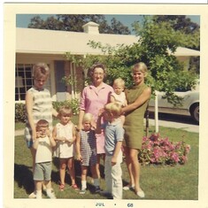 Madeline Gentry with Razorback roomie Ann Patton Dawson and kids.  Fort Smith, Arkansas 1968ish.