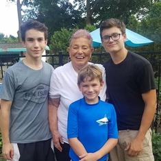 Her grandsons Ryan, Nick and Raymond