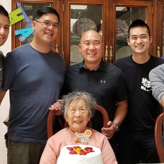 Happy 93rd birthday surrounded by grandsons