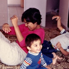 Frolicking around with her nephews Nipun and Akhil