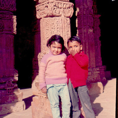 Madhu with Deepak  - 1969 at Qutb Minar, New Delhi