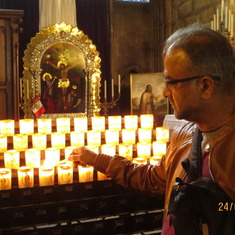 Lighting a candle for Darling Mads at the Notre Dame 24th Sept 2015