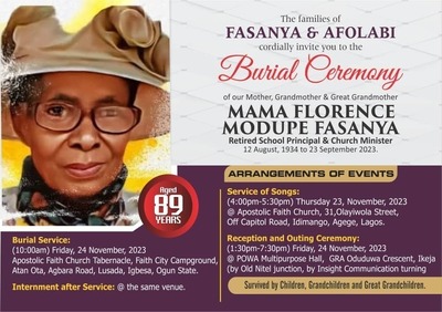 Mama Fasanya Florence Modupe