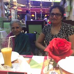 Amma & Me (Rekha) in a restaurant in Dubai