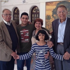 Ali and Sarah with 2 grandfathers and a grandma.