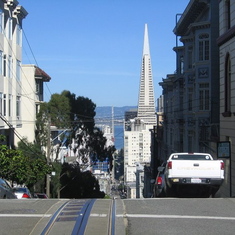 TransAmerica building in SF.   Taken from a cable car.....by  MPV