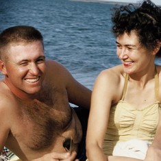 Marcine and Marvin enjoy the moment at Cedar Bluffs, Kansas around 1954.