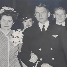 Wedding Photo at the Chapel, Corpus Christi Naval Air Station, Texas  1945