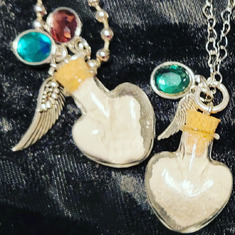 ❣️In remembrance of my baby brother we created memorial keepsakes with his ashes,our  birthstones and an angel wing❤ Miss & Love U Forever!
